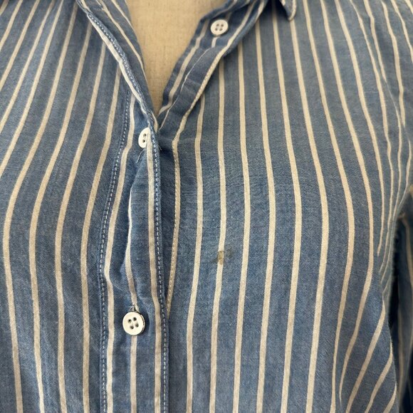 J. Crew Boy Fit Button Up Shirt Cotton Blend Stripe Lightweight Blue White Sz 4 - Picture 13 of 13